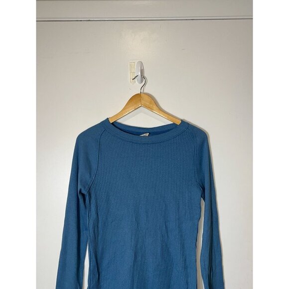 Free People We The Free Blue Ribbed Long Sleeve Tunic Top S - Picture 4 of 12